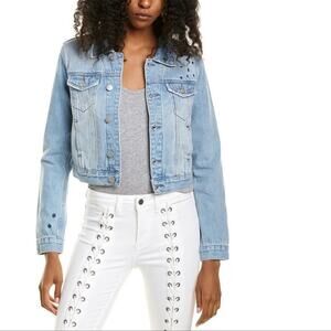 NEON BLONDE “Rebel Starstruck” Light-Wash Denim Trucker Jacket NWT Small